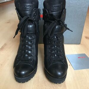 Prada Women's Black Combat Boots size us 8, eu 38.